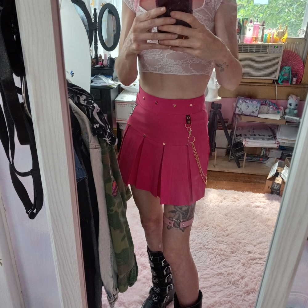 😵Pastel Goth kitty accent baby pink adjustable thigh garter! Nwot! - Picture 10 of 10